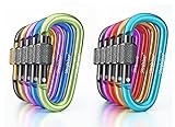 Carabiner 10 Pcs Assorted Colors, INCIPIENT Aluminum Alloy locking D-ring Keychain Clip Hook Outdoor Camping Equipment With Screw Lock