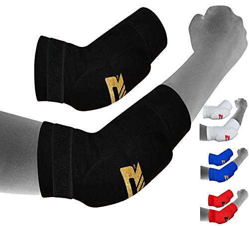 RDX MMA Elbow Support Brace Sleeve Pads Guard Bandage Elasticated Shield Protector, X-Large, Black