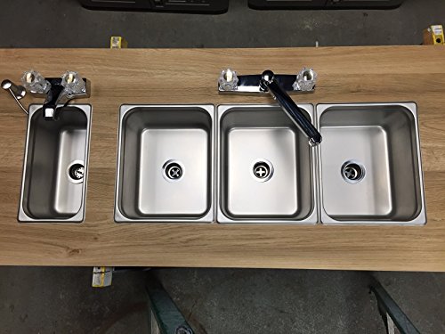 4 3 Compartment Custom (Steam Table Pans) Drop In Sink for Portable Food Trucks, Trailers or Kiosk with Hot Water and Hand Wash DIY 17 pieces