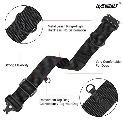 Adjustable Dog Collar with Safety Quick Release Buckle, Breathable Pet Collar for Medium Large Dogs, 100% 1000D Nylon Webbing, 4 Colors, 3 Sizes, 1.5” Wide