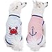 Blueberry Pet Soft & Comfy Summer Vacation Beach Cotton Dog T-Shirts, 2 Pack, Sunshine Sea Lover Striped Shirts Tank Top Clothes, Back Length 14