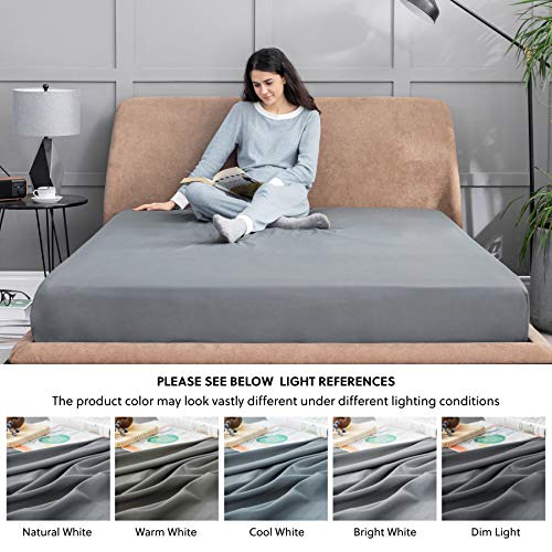 Bedsure Full Fitted Sheet Grey - Full Size Fitted Sheet Only for Mattress Up to 14 inches, Extra Soft Brushed Microfiber, Wrinkle & Fade Resistant(Full, Dark Grey)