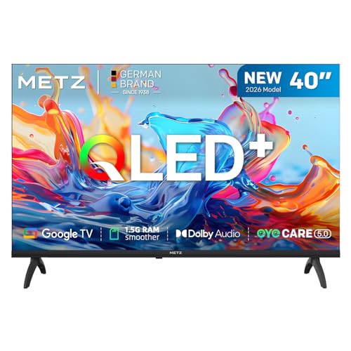 40 Pollici Smart TV con Google TV Televisore LED, Gen 6 QLED +, HDR 10 Dolby Audio Bluetooth 5,1 EyeCare DVB-T/T2/C/S/S2 CI+ HEVC Main10, 1.5GB RAM Upgrade (40MQH7000Y, 2026 Nuovo Modello)
