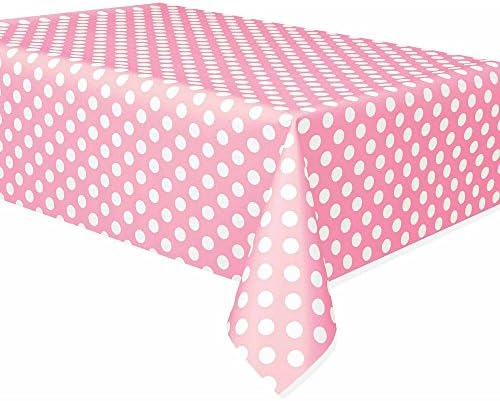 Omni Premium Plastic Party Polka Dot Tablecloth, 54" x 108" Waterproof Table Cover (Light Pink)