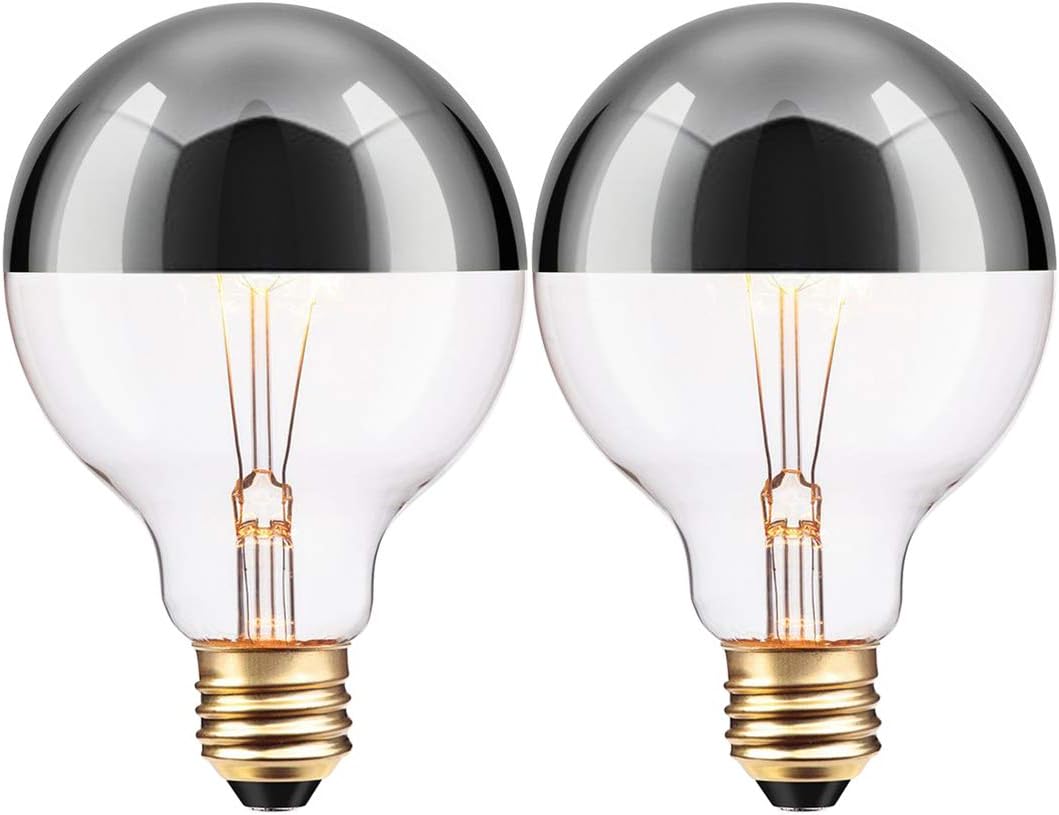 Half Chrome Light Bulb 60W Dimmable G25/G80 Globe Shape Bulb 2700K Soft