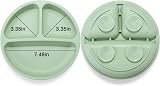 PandaEar 3 Pack Silicone Baby Suction Plates Self Feeding Divided Toddlers view 2