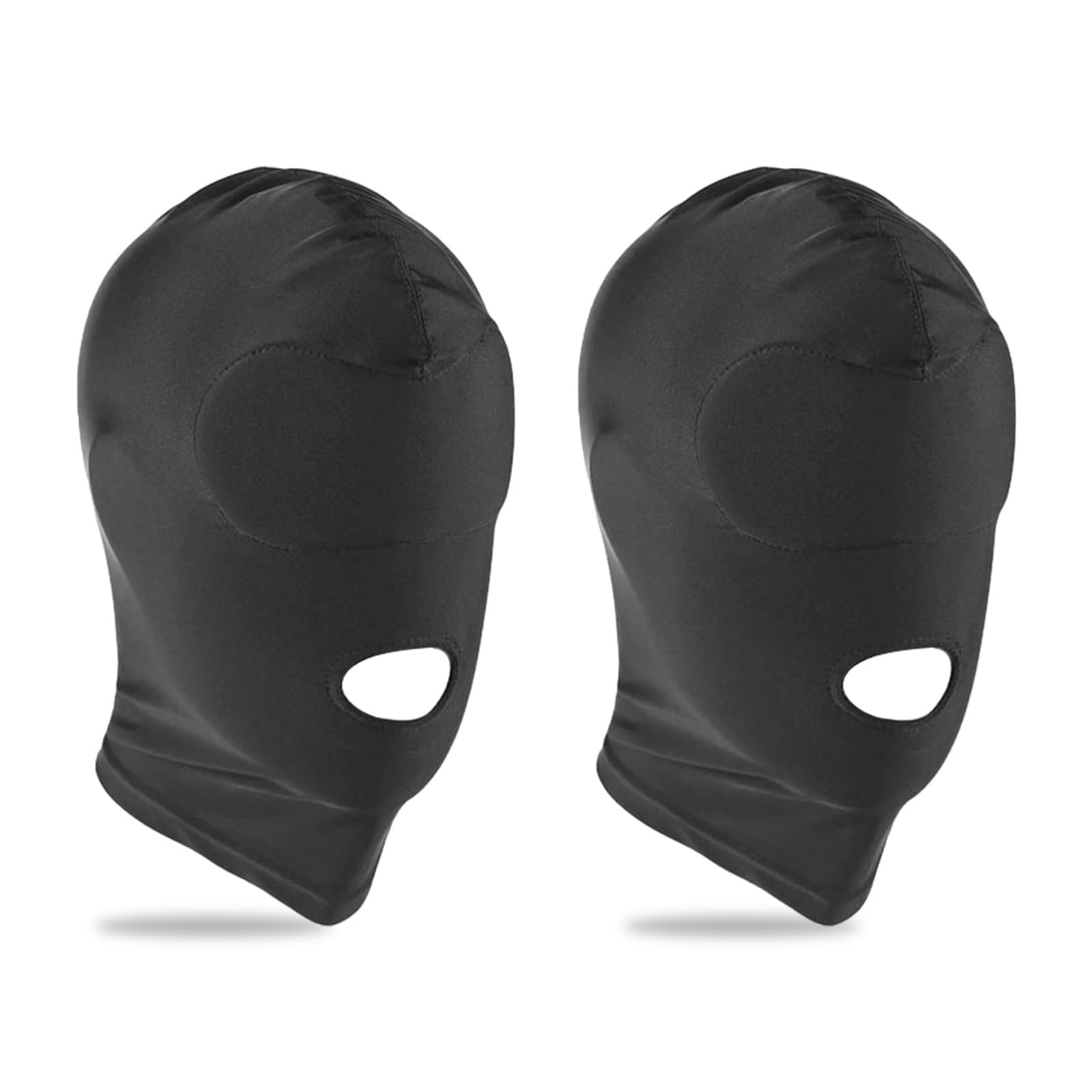 FUIPVGI 2 Pcs Full Cover Hood, Breathable Elastic Head Mask Opened Mouth No Eyes Face Mask Adult Men Women for Cosplay Costume Party Carnival Halloween Christmas Dress-up (Black)