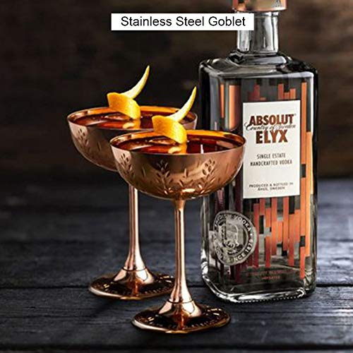 Martini Cocktail Gläser, Edelstahl 304 Blume Geschnitztes Muster Glatter Spiegel Poliert, Dauerhaft Weinbecher… – Bild 6