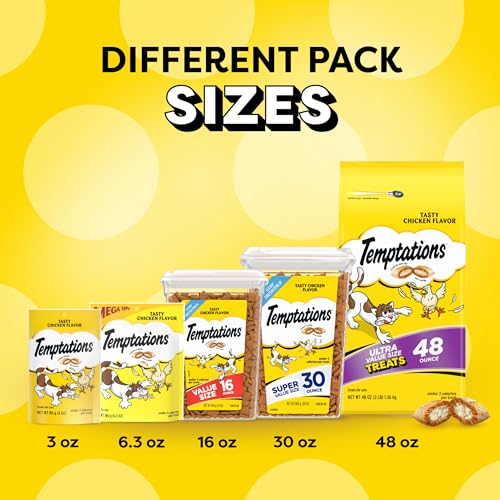 TEMPTATIONS CLASSIC CRUNCHY AND SOFT CAT TREATS TASTY CHICKEN FLAVOR, 30 OZ. TUB
