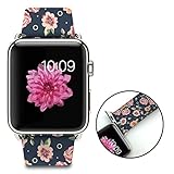 Apple Watch Band, 38mm Genuine Leather Strap Wrist Band Replacement with Metal Clasp for Apple Watch All Models 38mm iWatch Strap (Vintage Floral)