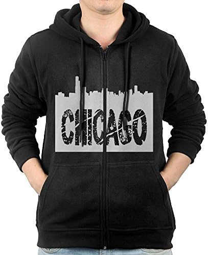 TTlmgBGa Grunge Chicago With Skyline-1 Hooded Sweatshirt Full Zip Hoodie With Pocket For Men