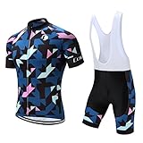 Coconut Ropamo Men's Short Sleeve Cycling Jersey Bike Shirt Men's Cycling Bib Shorts with 4D Gel Padded - Italy MITI Non-Slip