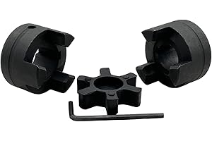 Saelno 1/2" bore to 1" bore L075 Flexible 3-Piece L-Jaw Coupling Coupler Set & Rubber Spider for Log Wood Splitter,Multi-Flex Couplings L075-1/2-1