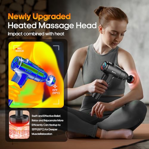 AERLANG Massage Gun with Heat Deep Tissue Back Massager Neck Massager for Pain Relief,Muscle Percussion Massage Gun, Birthday Gifts for Men Women Dad him Handheld Message Gun with 7Heads&Silent | Back Massager for Athletes for Pain Relief Percussion Handheld Massage Gun Birthday Gifts for Him 7Heads&Silent Carrying case