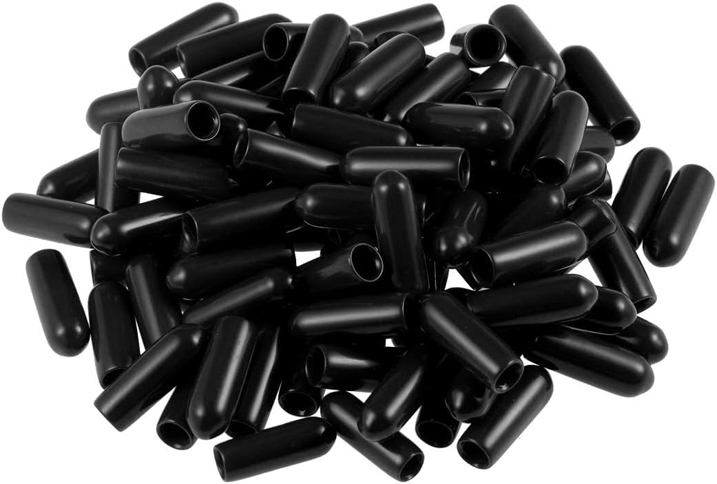 MACHSWON 100pcs Rubber End Caps 4mm ID, Vinyl Round End Cap Cover Screw Thread Protectors Tube Bolt Cap for protection of Screws Tubes Cables Wires, etc