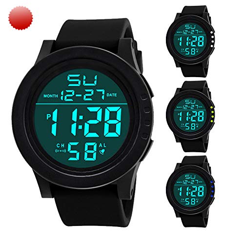 Sport Watch, 50M Waterproof Watch, Sport Wrist Watch for Men Women Kids, Digital Watch with Alarm Date and Time (White -1)