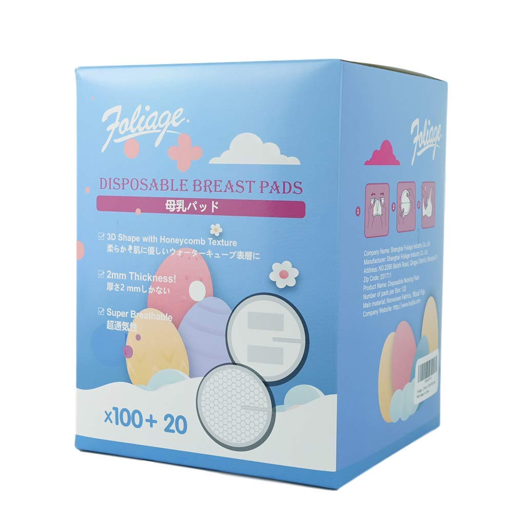 Foliage Disposable Nursing Pads for Breastfeeding, Ultra-Thin(2mm), 100+20Count : Baby