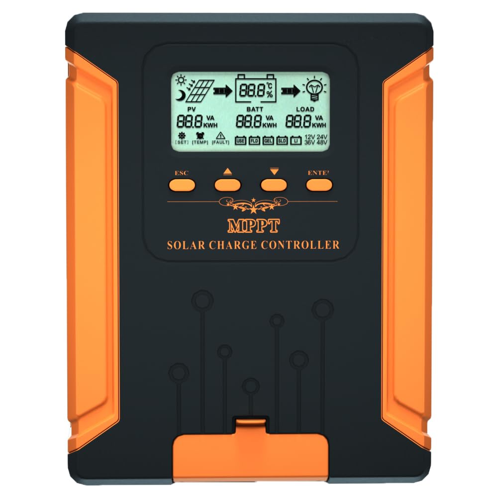Photo 1 of SolaMr 120A 180V MPPT Solar Charge Controller 12V/24V/36V/48V, LCD Screen Solar Panel Controller for Gel Sealed Flooded and Lithium LiFePO4 Battery (CM120A)