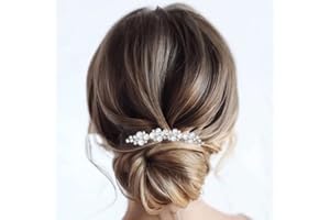 Brishow Pearl Rhinestone Hair Comb Silver Wedding Hair Clip Bridal Hair Accessories for Women and Girls
