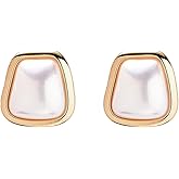 Baroque Pearl Stud Earrings For Women 14k Gold Plated Irregular pearl Earrings Chunky Big Pear Earrings Vintage Pearl Statement Earrings Jewelry Gift For Women