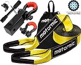 motormic Tow Strap Recovery Kit - 3" x 30ft (30,000 lbs.) Rope + 2" Shackle Hitch Receiver + 5/8" Locking Pin + 3/4" D Ring Shackles with Safety Ring + Heavy Duty Bag - Off Road Pick Up Towing