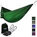 Yes4All Lightweight Double Camping Hammock with Strap & Carry Bag – Nylon Parachute Hammock / Lightweight Portable Hammock for Camping, Hiking (Green)