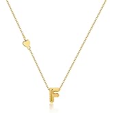 MYCUTEY Gold Initial Necklaces for Women With a Cute Heart Charm Personalized Alphabet A-Z Bubble Letter Necklaces Gift