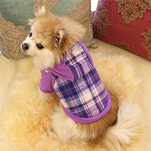 Longay Dog Pet Clothes Hoodie Warm Fleece Puppy Coat Apparel (Purple, XS)
