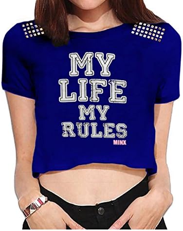 Kids Girls Neon 'My Life My Rules' Short Sleeves Top Shirt .Age 7-13 Years