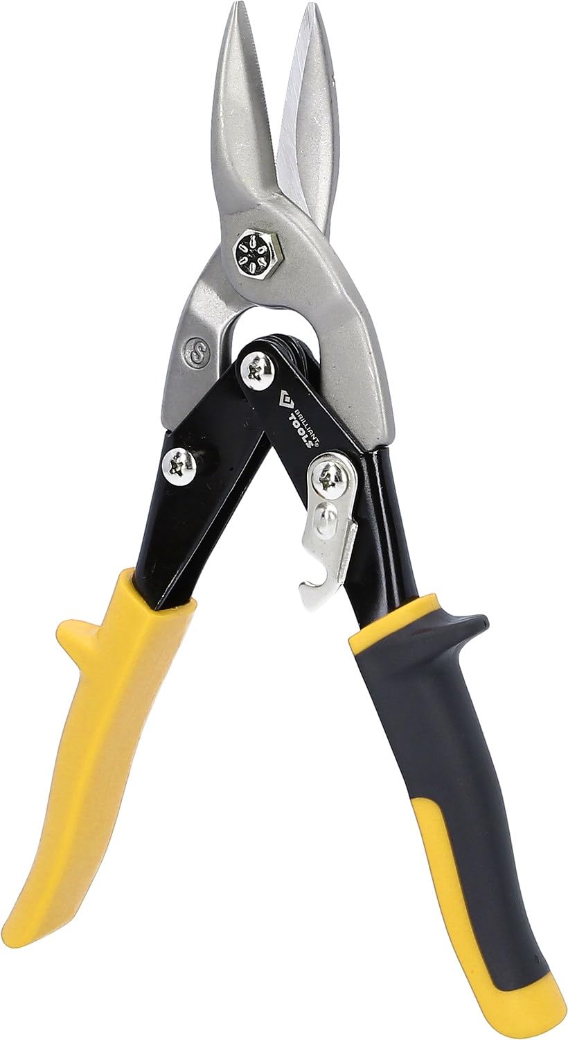 BRLLIANT TOOLS Brilliant BT067202 Lever Tin Snips Straight Cutting 10 Inches [Powered by KS Tools]
