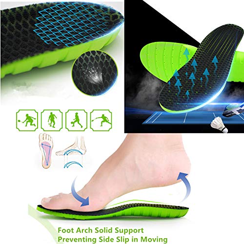 Anti-skidding Sports Comfort Insoles (1 Pair) - Special for Tennis,Badminton,Baseball,Running,Hiking - Relieving Plantar Fatigue,Daily Wear&Work Shoes,Free Cut (Green-EVA,US Women 4.5-8 & Men 3-5.5) - Thumbnail 7