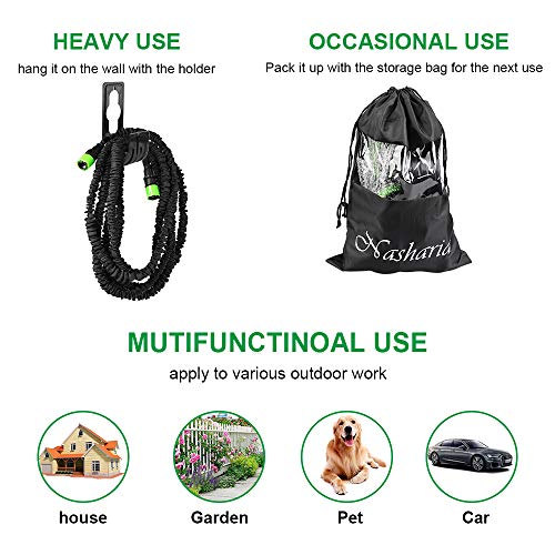 Vivibel Gartenschlauch 30M Wasserschlauch - Latex Flexible Schlauch, Flexibler Gartenschlauch mit 7 Funktion Handbrause, Wandmontage Knickfrei Wasserschlauch für Autowäsche, Gartenbewässerung, Yard