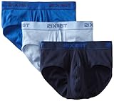 2(X)IST mens Essential Cotton 3 Pack Contour Pouch Brief,Navy/Cobalt/Porcelain,Medium