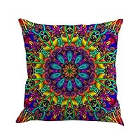 SPXUBZ Mandala Element Bohemian Bright Colorful Flax Throw Pillow Cover Home Decor Nice Gift Square Indoor Linen Pillowcase Standar Size:20x20 in (Two Sides)