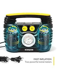 Compresor de aire portátil, de Kensun, de rendimiento con interruptor AC CC, inflador de neumáticos con pantalla analógica, para casa (110 V) y automóvil (12 V), 4.75   5.28 galones min, Compacto