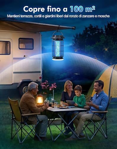Mosquito Killer Lamp 4000V, Electric Mosquito Net 18W with Night Light, IPX4 Waterproof, Coverage Up to 100 m², Electric Mosquito Killer Indoor Outdoor Against Mosquitoes, Flies and Insects