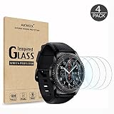 (4-Pack) Gear S3 Tempered Glass Screen Protector, Akwox [0.3mm 2.5D High Definition 9H] Premium Clear Screen Protective Film for Samsung Gear S3 Frontier / Classic Smart Watch 1.3 Inch