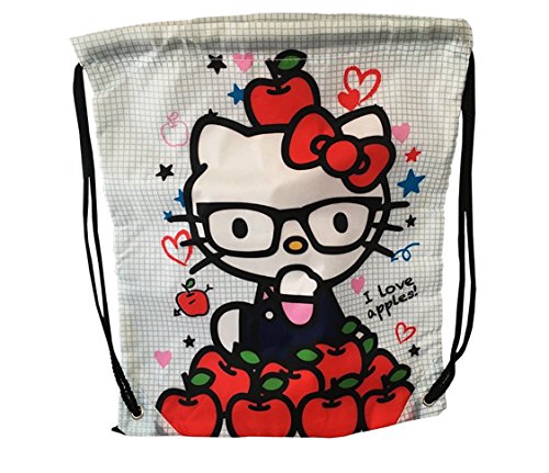 Hello kitty nerd i love apples drawstring backpack