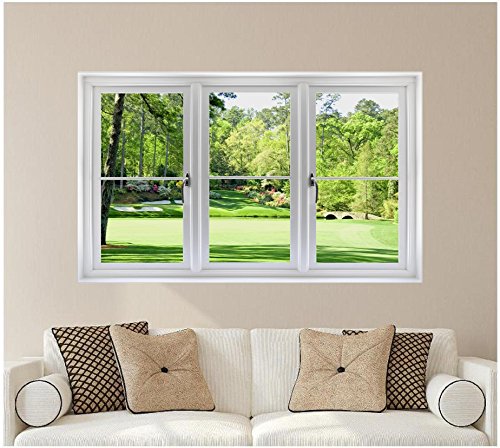36" Golf Course Window Wall Decal!! Hole 12 at Augusta National Amen Corner PGA Masters WindowScape Wall Graphic Decal Sticker Home Kids Game Room Mural Art Decor NEW