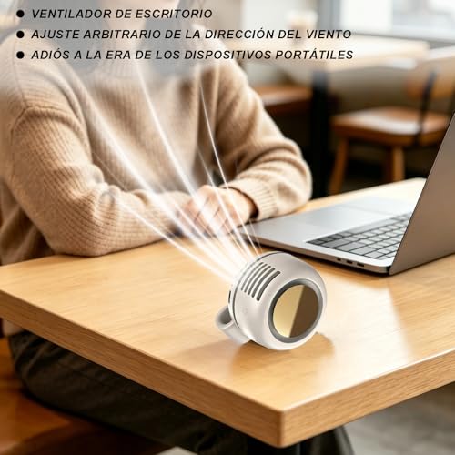 Mini Ventilador Compacto con Clip, ventilador de cintura portátil, Mini ventilador portatil silencioso, Mini 3-Speed Ventilador Recargable, ventilador turbo sin aspas para Hogar, Oficina (Blanco roto)