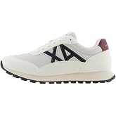 Armani Exchange Men's Drop Sneaker, Off White/Deep Navy, 9
