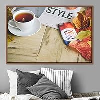 Framed Canvas Wall Art Tea Servings Dark Drinks Farmhouse/Country Group Multicolor Photography Realism Tea - 16x24 inches
