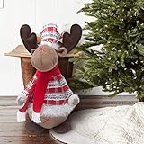 GMOEGEFT Handmade Reindeer Plush, Rudolph Rustic Plaid Moose, Stuffed Animal Toy Gift, Home Ornaments, Christmas Decoration Table Decor, 21 Inches