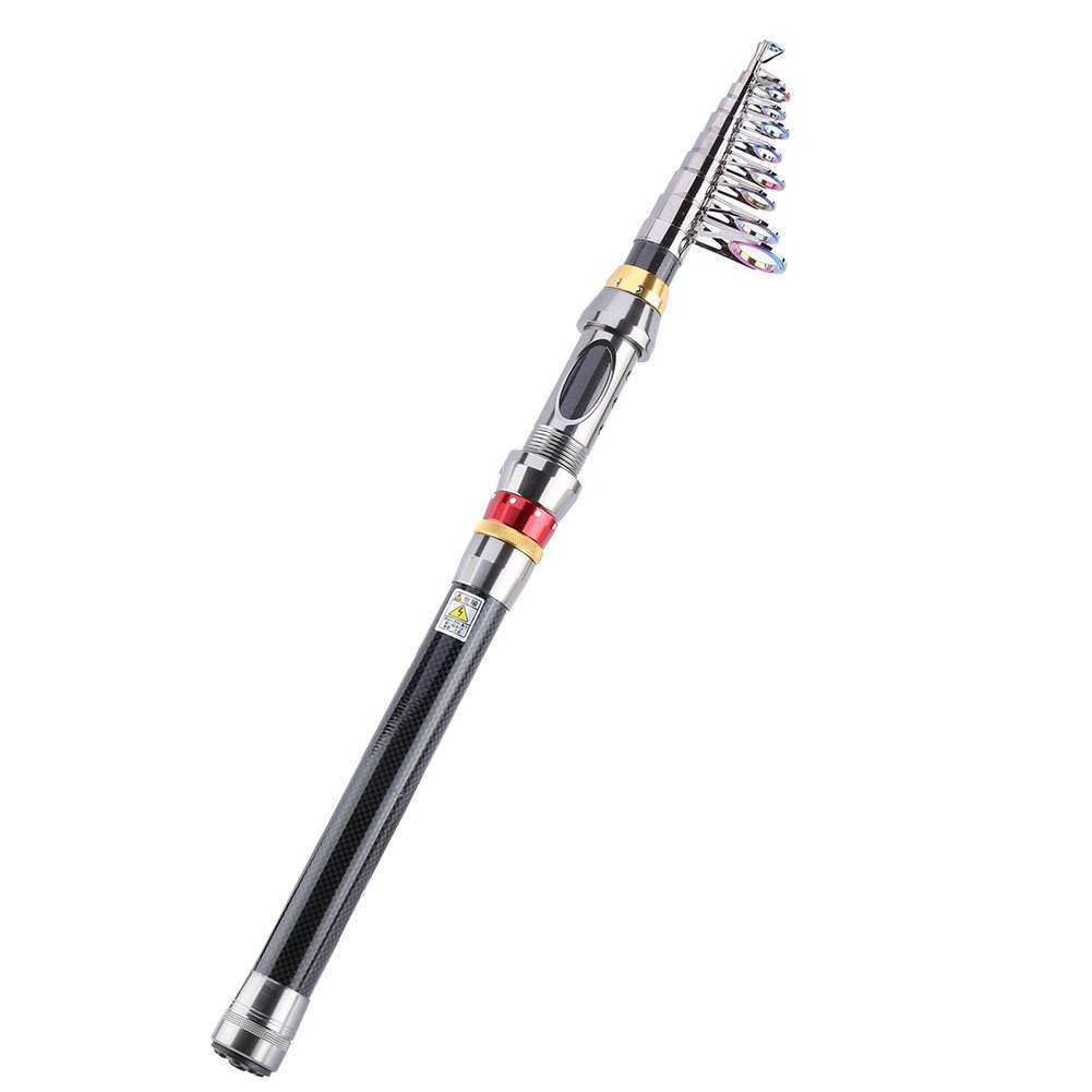 Telescopic Fishing Rod Lightweight Portable Collapsible-Carbon Fiber Travel Fishing Pole Pistol Grip Fishing Rod Bass 2.1/2.7/3.0/3.6m Telescopic Fishing Rod for Saltwater Freshwater(3.6m)