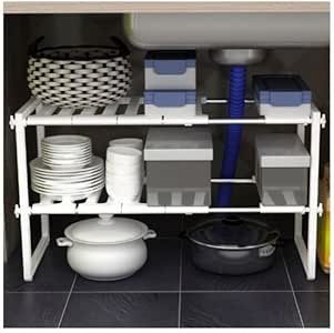 Cocina Baño rack Organizador ajustable extraíble debajo del fregadero