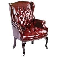 Boss Office Products B809-BY Wingback Traditional Guest Chair in Burgundy