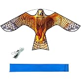 Hengda Kite Bird Hawk Flying Kite Without Pole for Crops Farm Protector Bird Scarer Flying Kite Without Pole Yellow