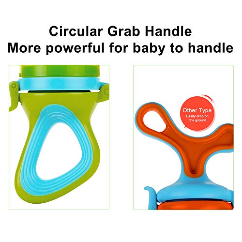 Vanly Baby Fresh Fruit Feeder Pacifier - 3 Different Sized Silicone Pouches, Fresh Food Feeder with Ring Holder, Baby Feeding Teething Toys Set
