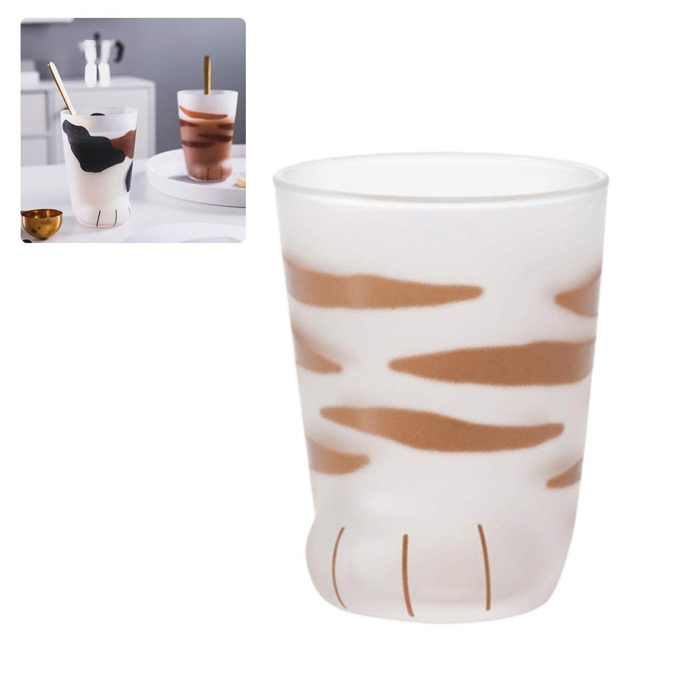 Leikance Cute Cat Paw Glass Cup,Tiger Paws Mug Office Coffee Mug Breakfast Milk Glass Cup Gift