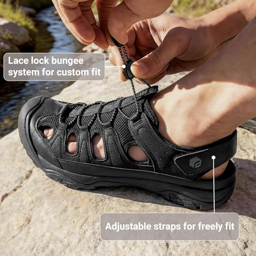 FitVille Outdoor Sport Sandals for Men with Wide Toe Box Mens Athletic Sandals - Hiking, Walking & Beach